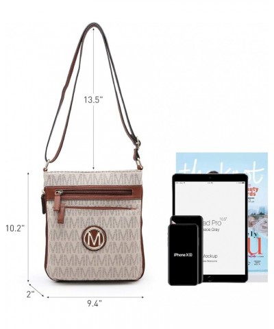 Crossbody Bags Purses for Women Trendy Multi Pockets Monogram Zip Shoulder Bags Ladies PU Leather Handbag M-beige $18.89 Shou...