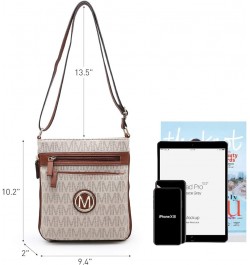 Crossbody Bags Purses for Women Trendy Multi Pockets Monogram Zip Shoulder Bags Ladies PU Leather Handbag M-beige $18.89 Shou...