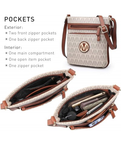 Crossbody Bags Purses for Women Trendy Multi Pockets Monogram Zip Shoulder Bags Ladies PU Leather Handbag M-beige $18.89 Shou...