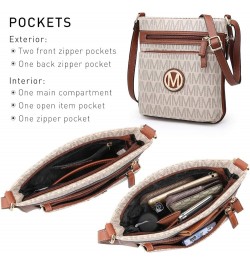 Crossbody Bags Purses for Women Trendy Multi Pockets Monogram Zip Shoulder Bags Ladies PU Leather Handbag M-beige $18.89 Shou...