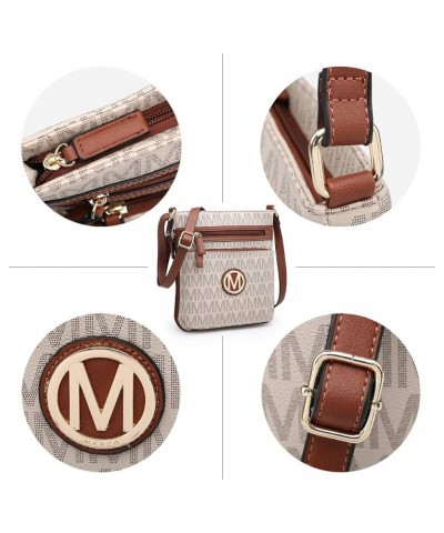 Crossbody Bags Purses for Women Trendy Multi Pockets Monogram Zip Shoulder Bags Ladies PU Leather Handbag M-beige $18.89 Shou...