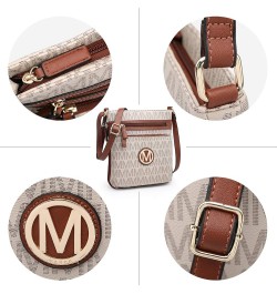 Crossbody Bags Purses for Women Trendy Multi Pockets Monogram Zip Shoulder Bags Ladies PU Leather Handbag M-beige $18.89 Shou...