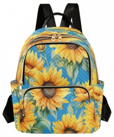 Fashion Backpack Mini Backpack Purse Casual Daily Backpack Sunflower Blue Background for Travel for College Work Medium $15.5...