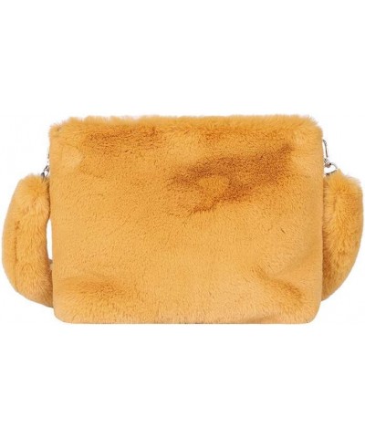 Women Autumn Winter Faux Fur Shoulder Bag Plush Strap Crossbody Bag Fluffy Handbag Yellow $11.72 Shoulder Bags