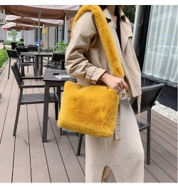 Women Autumn Winter Faux Fur Shoulder Bag Plush Strap Crossbody Bag Fluffy Handbag Yellow $11.72 Shoulder Bags