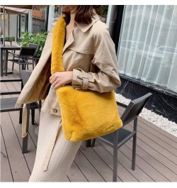 Women Autumn Winter Faux Fur Shoulder Bag Plush Strap Crossbody Bag Fluffy Handbag Yellow $11.72 Shoulder Bags