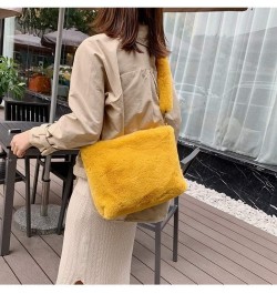 Women Autumn Winter Faux Fur Shoulder Bag Plush Strap Crossbody Bag Fluffy Handbag Yellow $11.72 Shoulder Bags