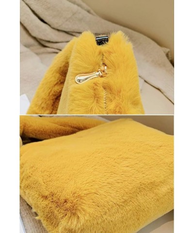 Women Autumn Winter Faux Fur Shoulder Bag Plush Strap Crossbody Bag Fluffy Handbag Yellow $11.72 Shoulder Bags