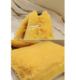 Women Autumn Winter Faux Fur Shoulder Bag Plush Strap Crossbody Bag Fluffy Handbag Yellow $11.72 Shoulder Bags