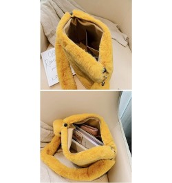 Women Autumn Winter Faux Fur Shoulder Bag Plush Strap Crossbody Bag Fluffy Handbag Yellow $11.72 Shoulder Bags