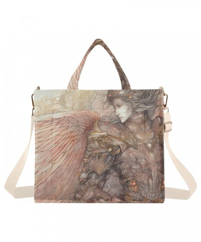 Corduroy Women Tote Bag Sketch Of Angel Print, Handbag Purses with Detachable Strap Small Size $15.63 Crossbody Bags