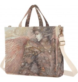 Corduroy Women Tote Bag Sketch Of Angel Print, Handbag Purses with Detachable Strap Small Size $15.63 Crossbody Bags