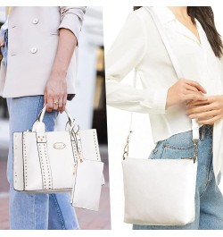 3pcs Women Handbag Wallet Top Handle Satchel Purse Hobo Crossbody Shoulder Bag Tote Bag with Studs (Denim Blue) White $28.59 ...