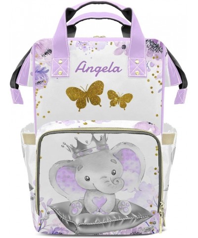 Personalized Cow Baby Flower Purple Tote Bag Backpacks Custom with Text Mommy Bag Gift for Mom Dad Pattrn 14 $17.99 Totes