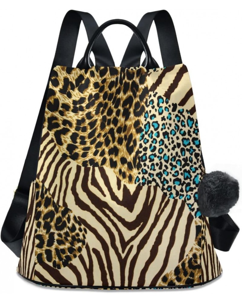 Women's Fashion Backpack Purses, Animal Print Zebra Leopard Backpack Shoulder Bag for Women $23.51 Backpacks