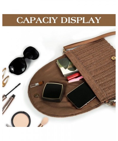 Straw Clutch Purse for Women Woven Rattan Envelope Bag Crossbody Wallet Handbags Shoulder Tote Bags for Summer Brown $10.82 C...