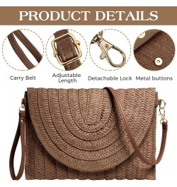 Straw Clutch Purse for Women Woven Rattan Envelope Bag Crossbody Wallet Handbags Shoulder Tote Bags for Summer Brown $10.82 C...