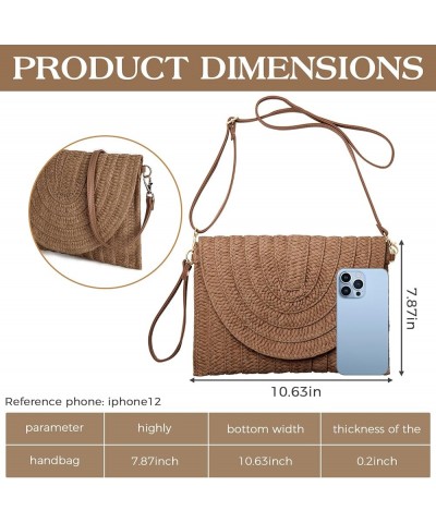 Straw Clutch Purse for Women Woven Rattan Envelope Bag Crossbody Wallet Handbags Shoulder Tote Bags for Summer Brown $10.82 C...