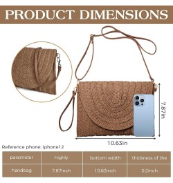 Straw Clutch Purse for Women Woven Rattan Envelope Bag Crossbody Wallet Handbags Shoulder Tote Bags for Summer Brown $10.82 C...