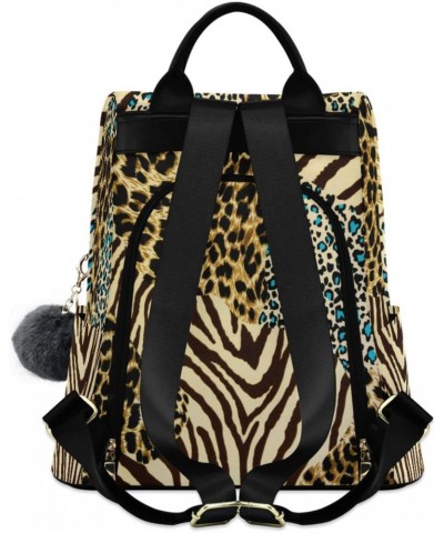 Women's Fashion Backpack Purses, Animal Print Zebra Leopard Backpack Shoulder Bag for Women $23.51 Backpacks