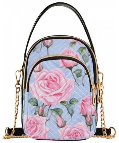 Vintage Roses on a White Ladies Crossbody Bag, Removable Strap Crossbody, Fall Crossbody Purse Pink Roses-4 $15.04 Shoulder Bags