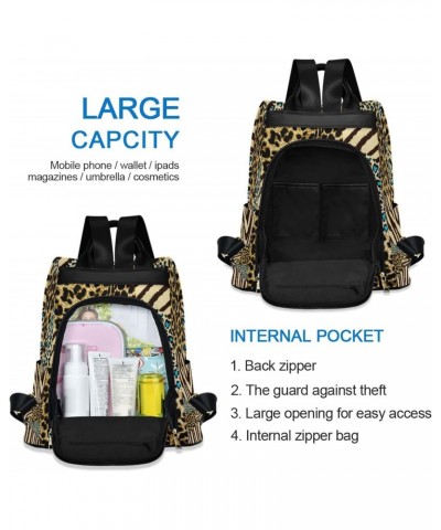 Women's Fashion Backpack Purses, Animal Print Zebra Leopard Backpack Shoulder Bag for Women $23.51 Backpacks