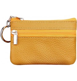 Coin Small Mini Zipper Wallet Pouch Purse Ring with Leather Key Women's Wallet White Wallets for Women Small Yellow-0 One Siz...