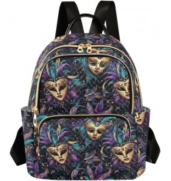 Mardi Gras Carnival Gold Mask Backpack Purse for Women Small Travel Bag Fashion Daypack M 202a5004 M(11.4"x6.1"x14.17") 202a5...