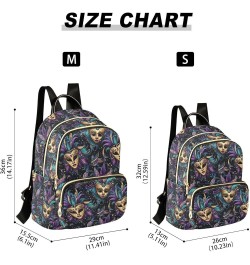 Mardi Gras Carnival Gold Mask Backpack Purse for Women Small Travel Bag Fashion Daypack M 202a5004 M(11.4"x6.1"x14.17") 202a5...