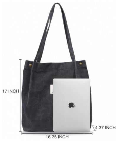 Corduroy Tote Bag for Women Cute Tote Bag with Inner Pocket for College Work Beach Grocery Pro-dark Grey $8.00 Totes