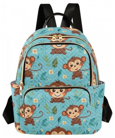 Cute Monkey Flower Backpack Purse for Women Small Travel Bag Fashion Daypack M 202a4997 S(10.23"x5.11"x12.59") 202a4997 $19.2...