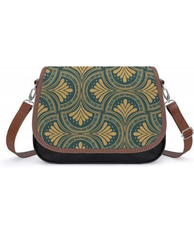 Printed Crossbody Bags Women City Leather Shoulder Bag Satchel Hobo Bags Trendy Gold Peacock Color4 $26.34 Hobo Bags