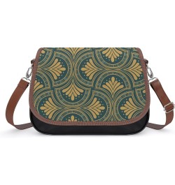 Printed Crossbody Bags Women City Leather Shoulder Bag Satchel Hobo Bags Trendy Gold Peacock Color4 $26.34 Hobo Bags