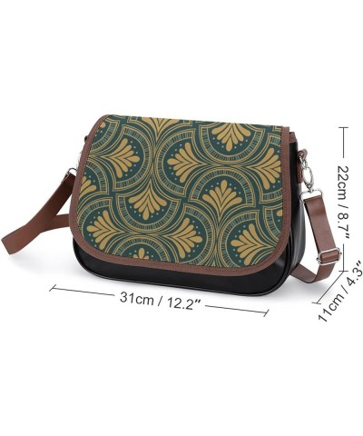 Printed Crossbody Bags Women City Leather Shoulder Bag Satchel Hobo Bags Trendy Gold Peacock Color4 $26.34 Hobo Bags