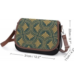 Printed Crossbody Bags Women City Leather Shoulder Bag Satchel Hobo Bags Trendy Gold Peacock Color4 $26.34 Hobo Bags