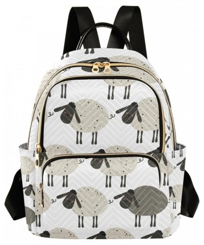 Women Backpack Cute Grey Sheep Anti-Theft Travel Backpack with Luggage Belt Lightweight Handbag Lady Purse Roomy Double Zippe...