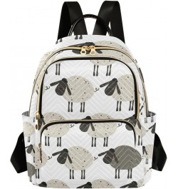 Women Backpack Cute Grey Sheep Anti-Theft Travel Backpack with Luggage Belt Lightweight Handbag Lady Purse Roomy Double Zippe...