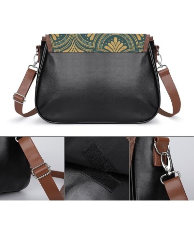 Printed Crossbody Bags Women City Leather Shoulder Bag Satchel Hobo Bags Trendy Gold Peacock Color4 $26.34 Hobo Bags