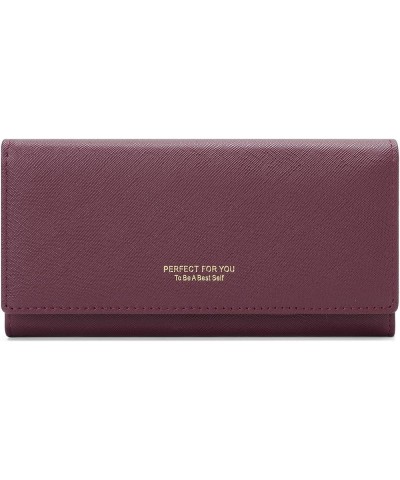 Women's Long Wallet Soft Leather Designer Bifold Clutch Zip Purses Large Capacity Money Clip Card Holder (Beige) Wine Red $11...