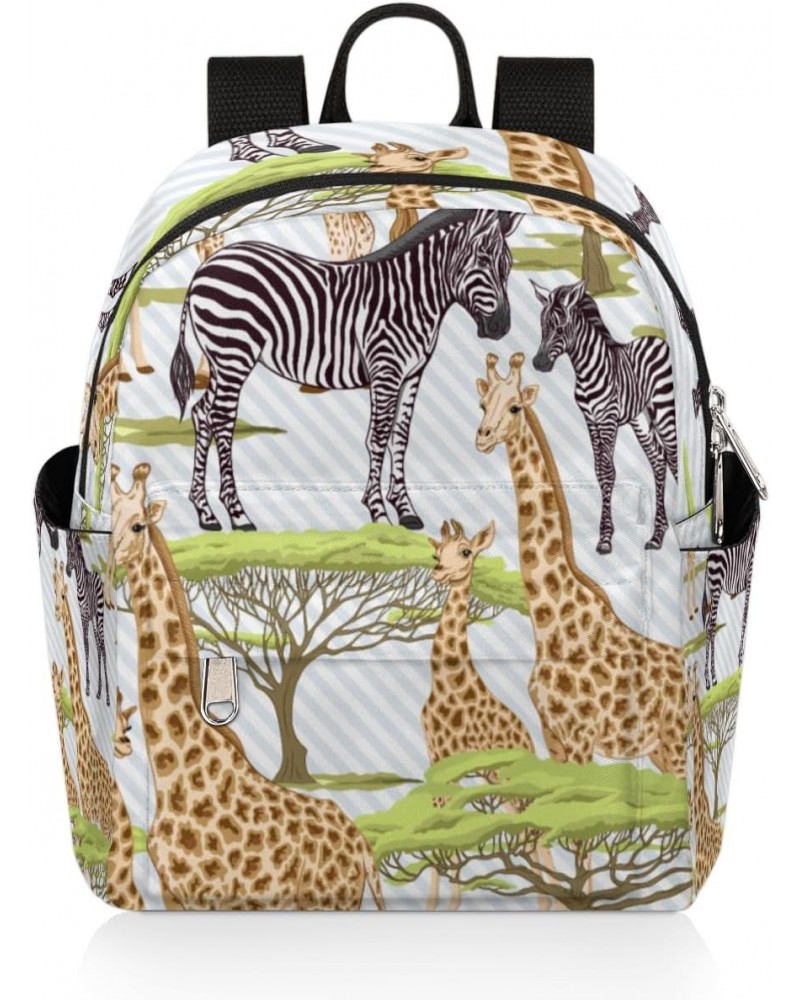 Giraffe Zebra Tree Mini Backpack Purse for Women, Animal Small Fashion Daypack Lightweight, Cute Casual Travel Bag $16.33 Bac...