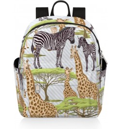 Giraffe Zebra Tree Mini Backpack Purse for Women, Animal Small Fashion Daypack Lightweight, Cute Casual Travel Bag $16.33 Bac...