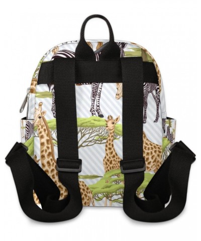 Giraffe Zebra Tree Mini Backpack Purse for Women, Animal Small Fashion Daypack Lightweight, Cute Casual Travel Bag $16.33 Bac...