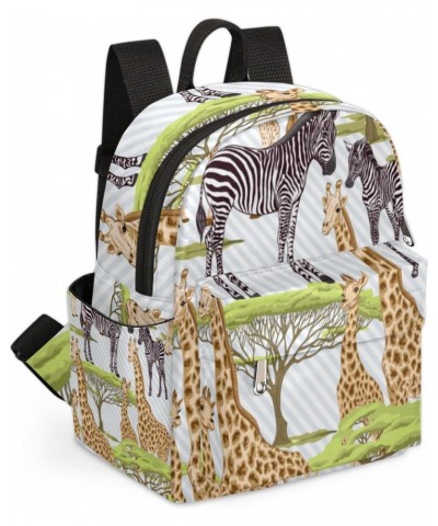 Giraffe Zebra Tree Mini Backpack Purse for Women, Animal Small Fashion Daypack Lightweight, Cute Casual Travel Bag $16.33 Bac...