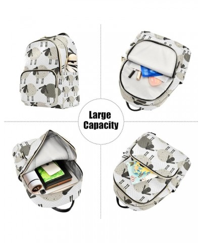 Women Backpack Cute Grey Sheep Anti-Theft Travel Backpack with Luggage Belt Lightweight Handbag Lady Purse Roomy Double Zippe...