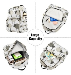 Women Backpack Cute Grey Sheep Anti-Theft Travel Backpack with Luggage Belt Lightweight Handbag Lady Purse Roomy Double Zippe...