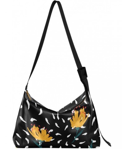 Yellow Flowers Floral Daisy Womens Tote Bag Leather Shoulder Bag For Women Men Large Hobo Cross Body Bags Handbag $13.60 Totes