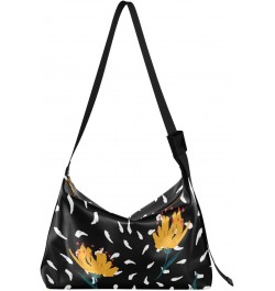 Yellow Flowers Floral Daisy Womens Tote Bag Leather Shoulder Bag For Women Men Large Hobo Cross Body Bags Handbag $13.60 Totes