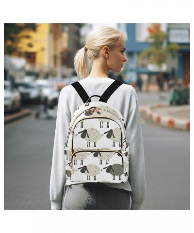 Women Backpack Cute Grey Sheep Anti-Theft Travel Backpack with Luggage Belt Lightweight Handbag Lady Purse Roomy Double Zippe...