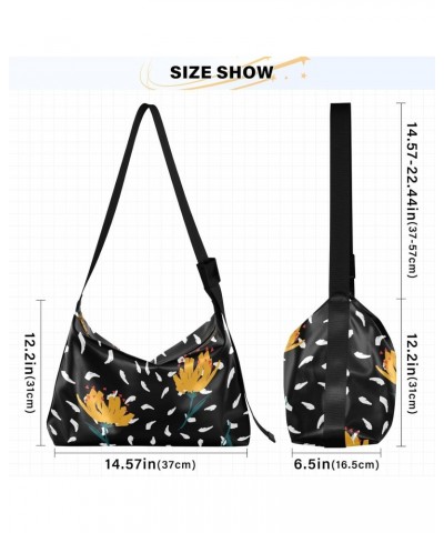 Yellow Flowers Floral Daisy Womens Tote Bag Leather Shoulder Bag For Women Men Large Hobo Cross Body Bags Handbag $13.60 Totes