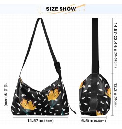 Yellow Flowers Floral Daisy Womens Tote Bag Leather Shoulder Bag For Women Men Large Hobo Cross Body Bags Handbag $13.60 Totes